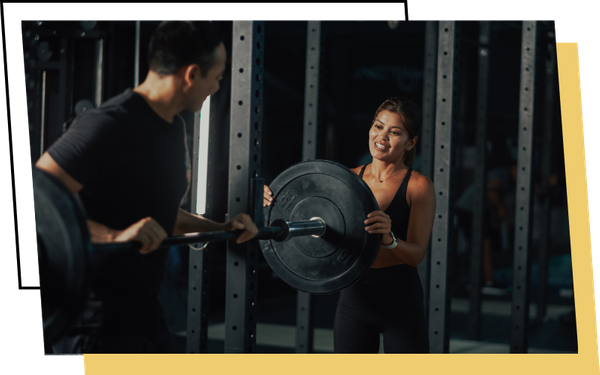 Two people working out