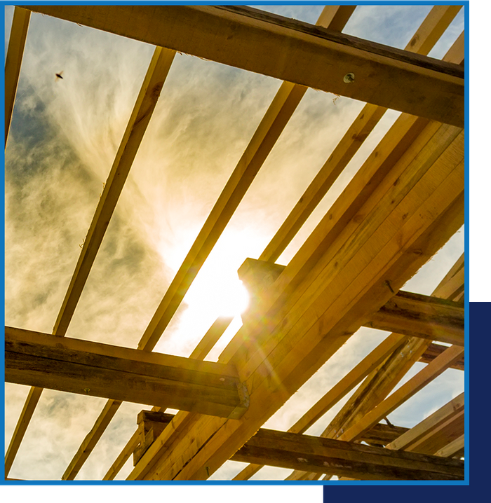 Sunlight through wooden beams