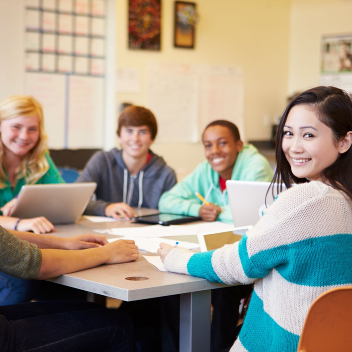 High school students smiling