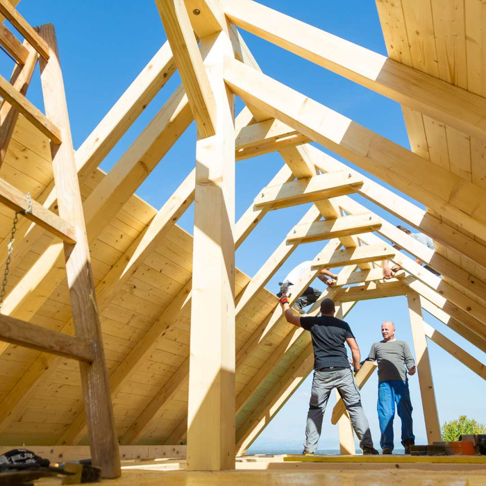 contractors working on house within attic