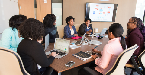 employees in a meeting