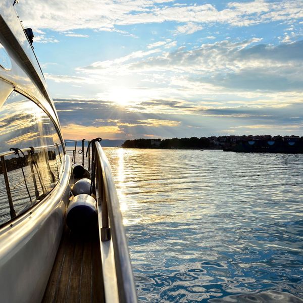 boat at sunset