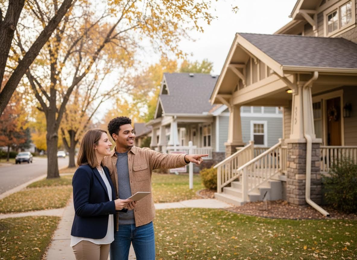 Real Estate Agent and Client Viewing Homes