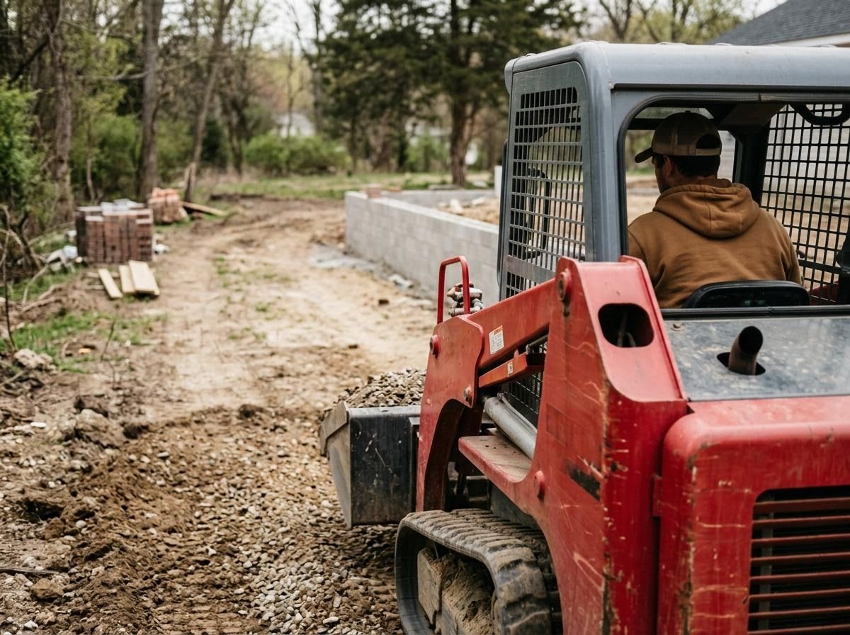 skid steer picking up gravel