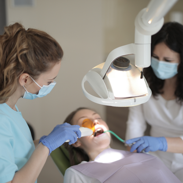 A patient having dental work completed