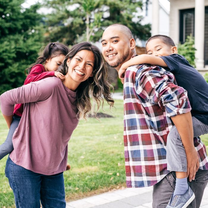 happy family outside