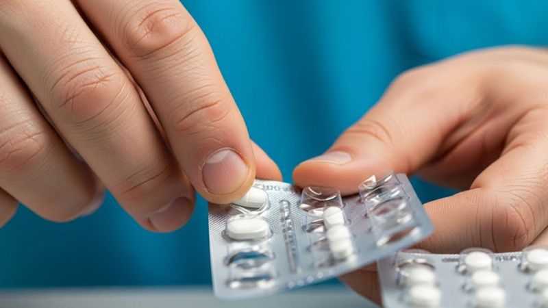 a nurse popping pills out of a blister pack manually