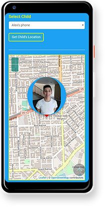 The TekNekk app displaying where a teen is through its Where's My Kid feature
