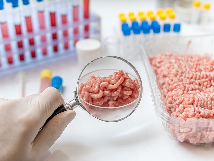 Image of ground beef being examined