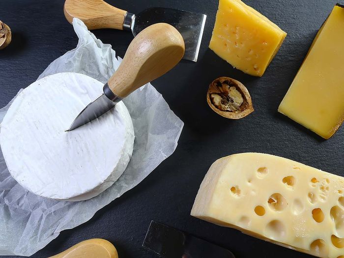 Table of various cheeses