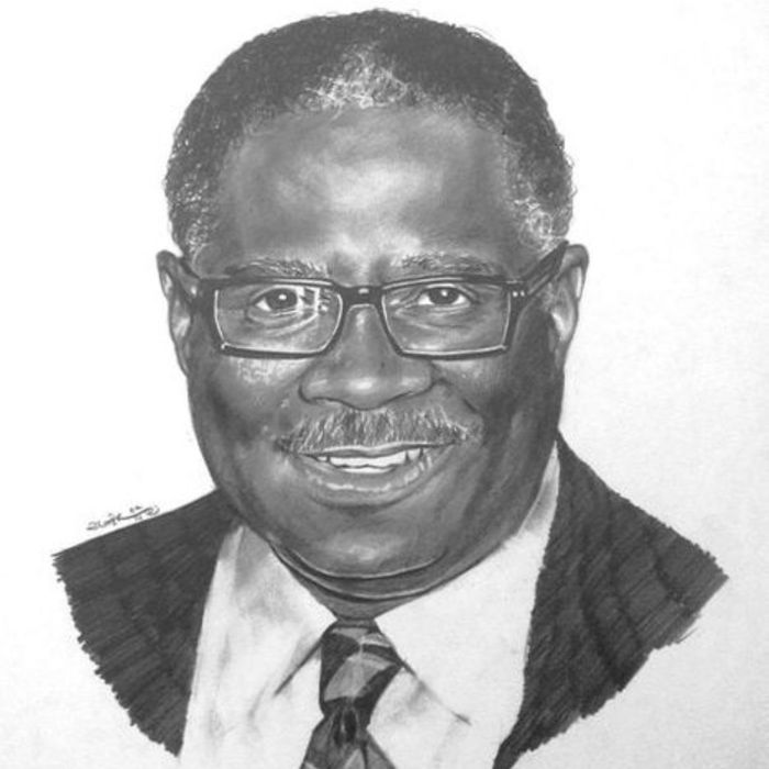 a graphite drawing of a middle aged man in a suit