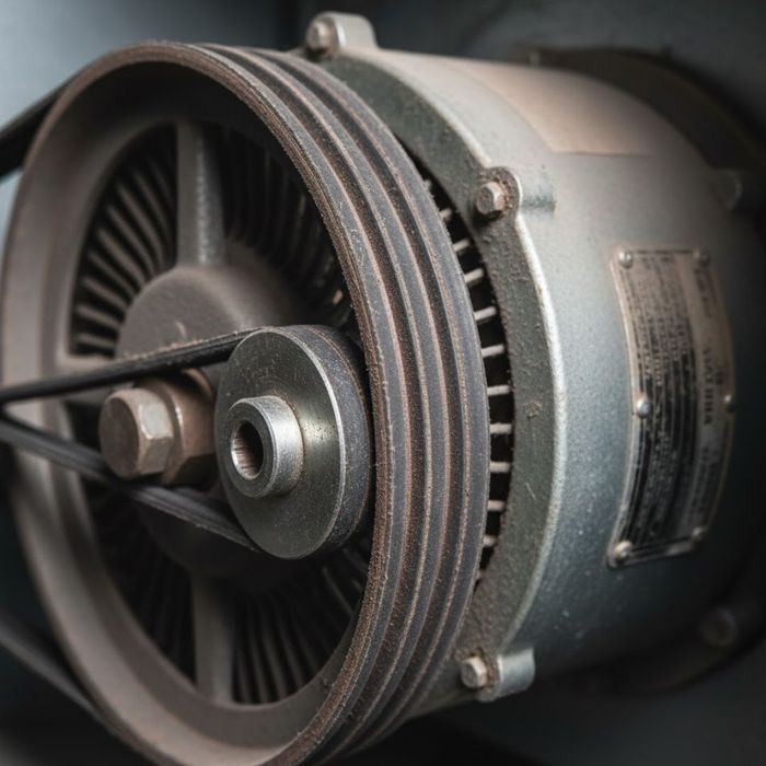 A close-up image of a furnace blower belt.