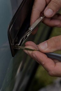 technician working on car lock