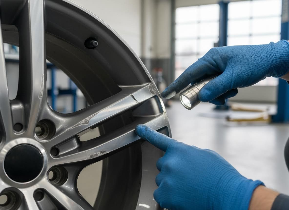 Car wheel rim inspection for damage