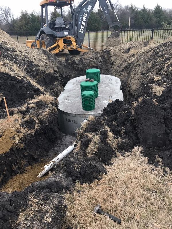 septic tank being installed