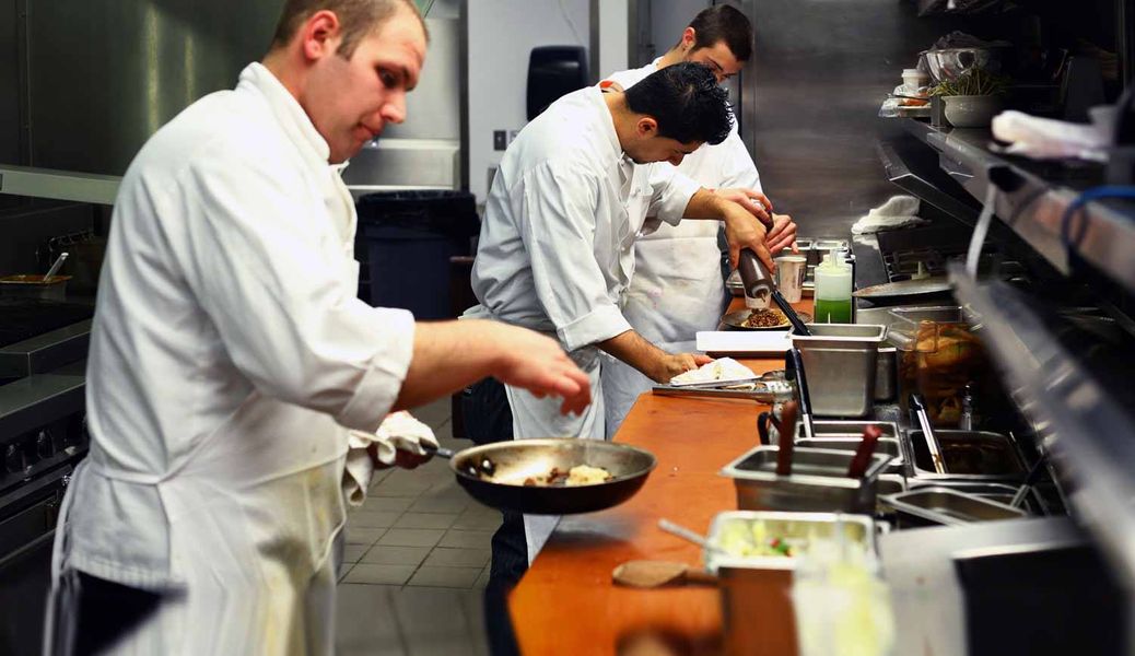 Kitchen crew working