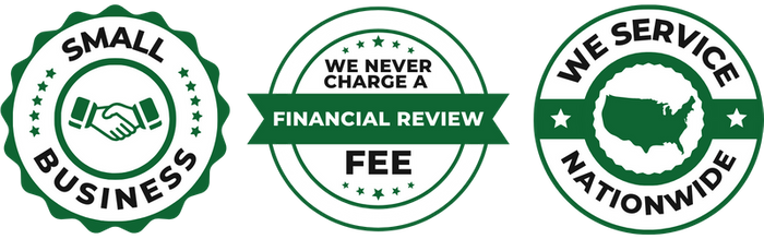 badges: small business, we never charge a financial review fee, we service nationwide