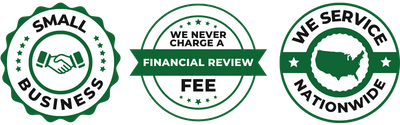 badges: small business, we never charge a financial review fee, we service nationwide