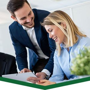advisor showing tablet to client