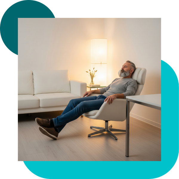 man relaxing in chair