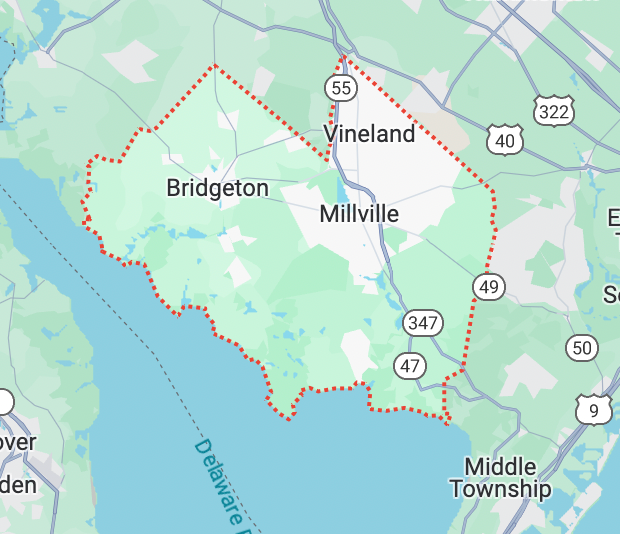 Cumberland County, NJ Map IOP and PHP Mental Health.png
