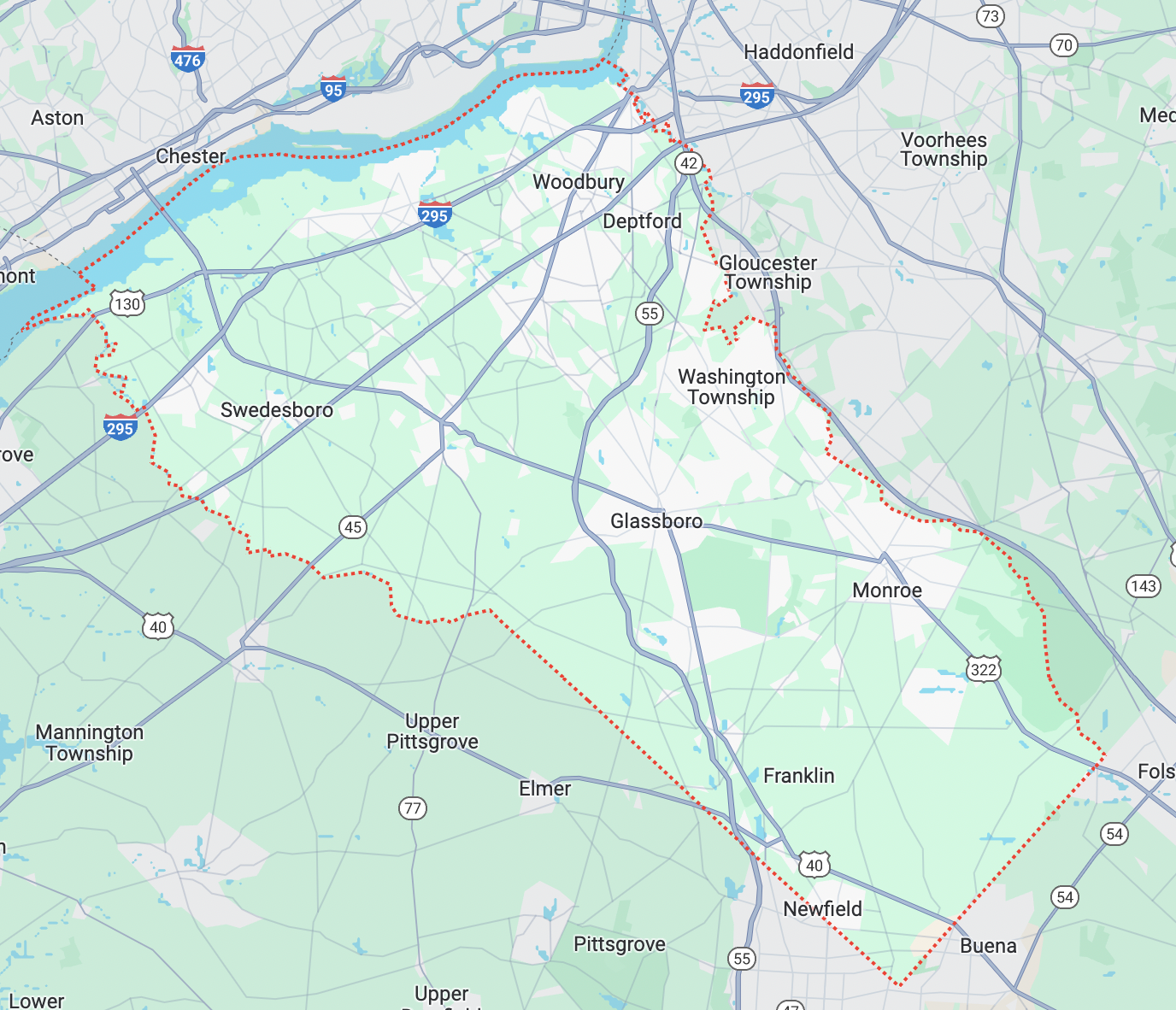 Gloucester County, NJ Map IOP and PHP Mental Health.png