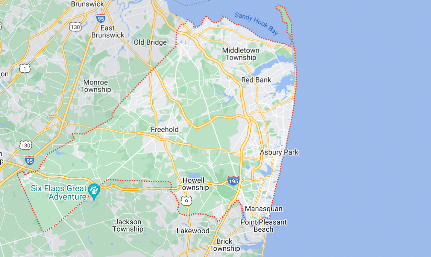 Monmouth County, NJ Map IOP and PHP Mental Health.png