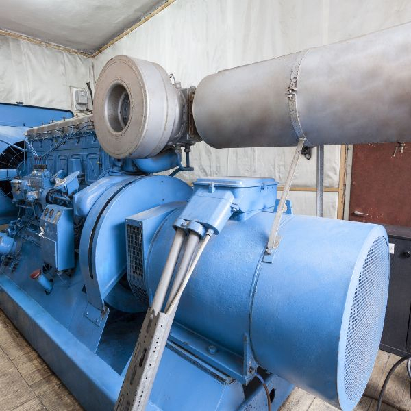 Large, blue commercial generator