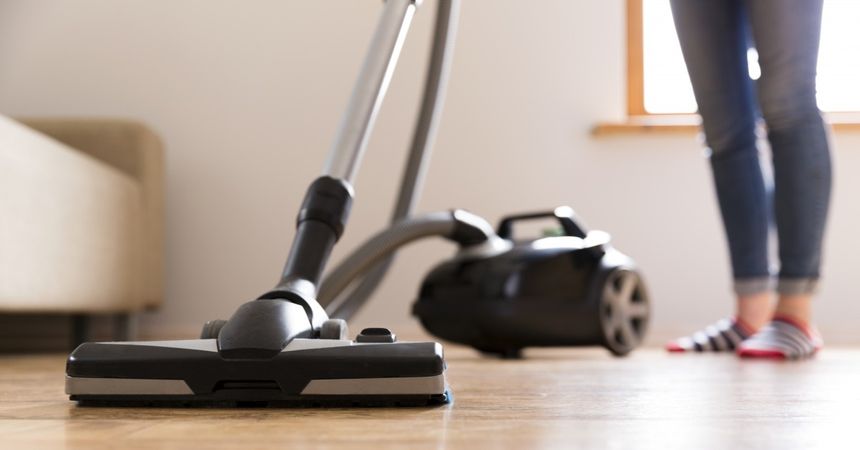 woman cleaning hardwood floors