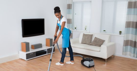 woman cleaning hardwood floors
