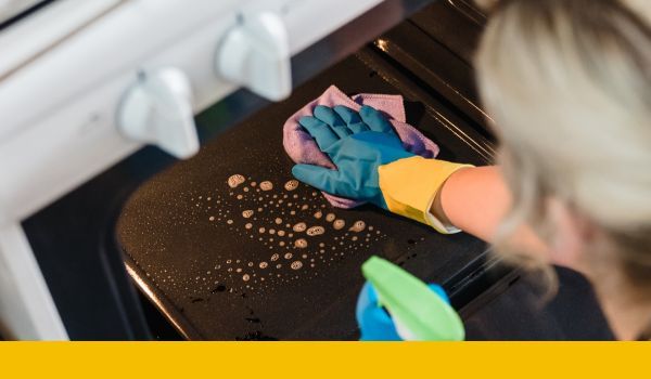 cleaning inside of oven