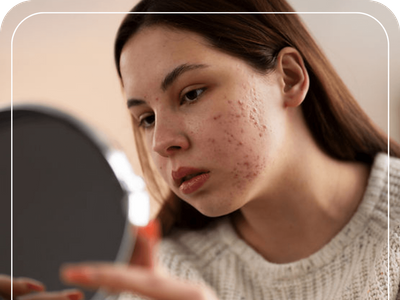 young woman with Acne Rosacea