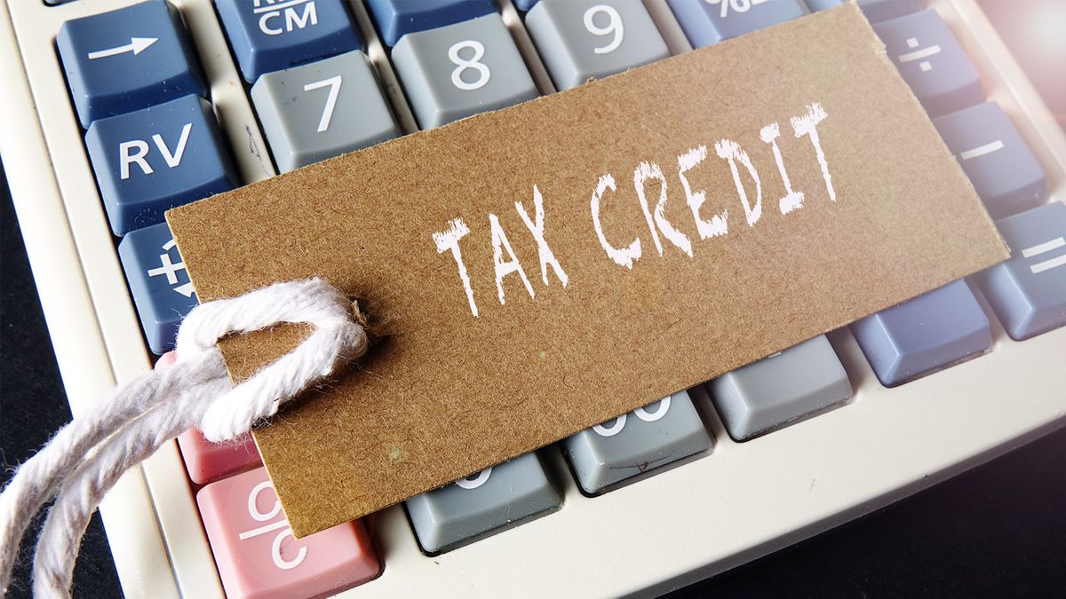 Tax credit tag representing HVAC rebate and incentive programs