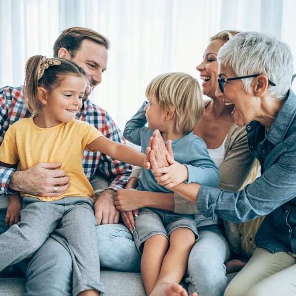 Happy family play together