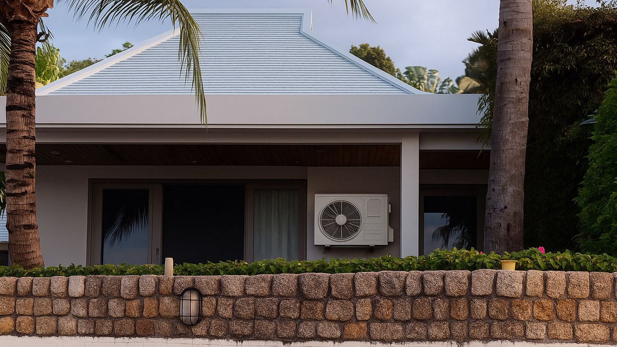 Modern home with outdoor AC unit in Plantation, Florida