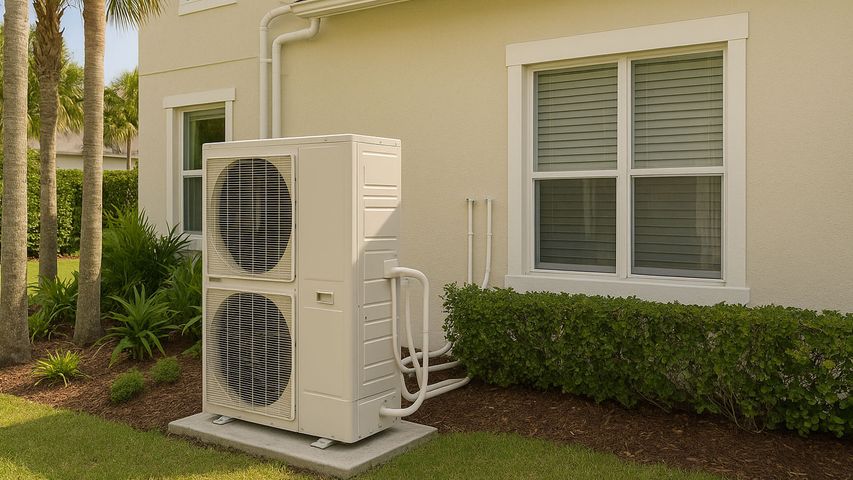 Outdoor unit of a VRF HVAC system installed next to a house in Florida