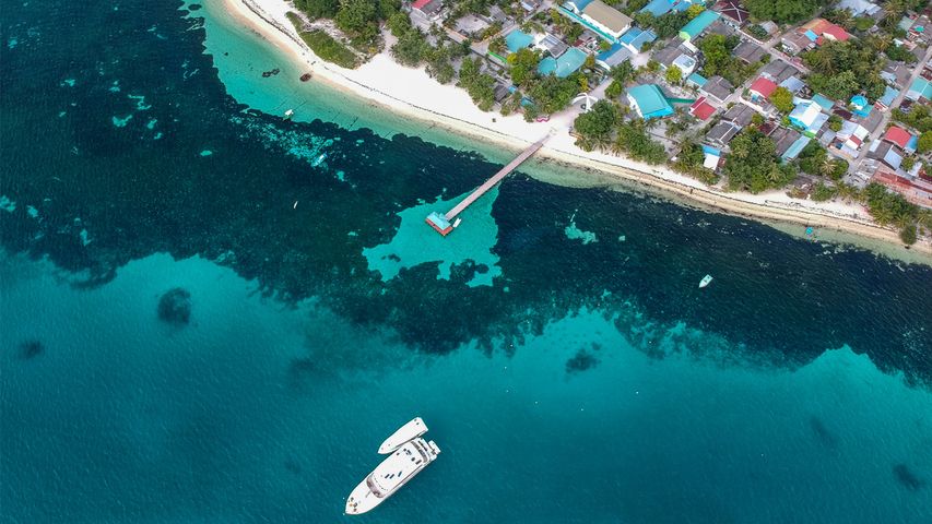 Scenic aerial view of Key West coastline near HVAC service area