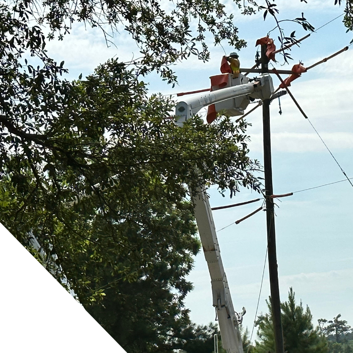 close up of powerline worker