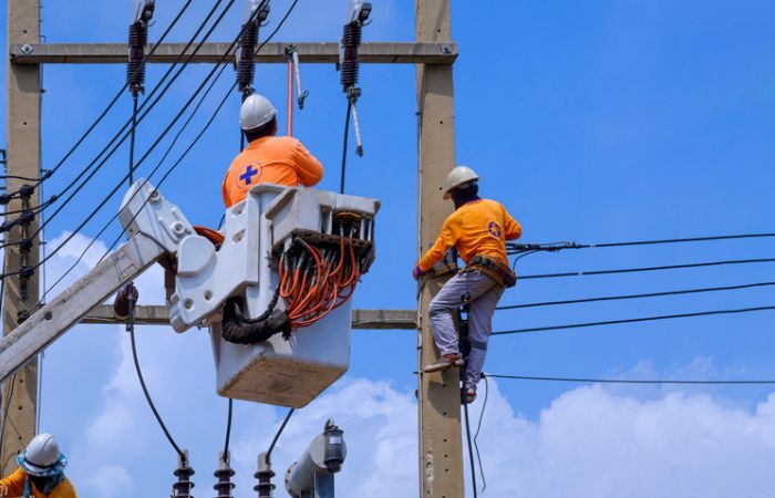 Power line workers