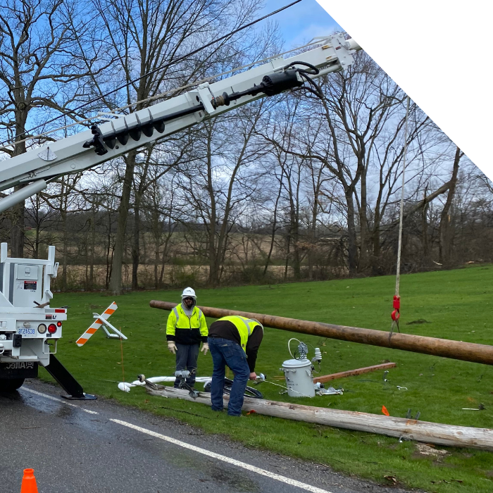 power line being installed