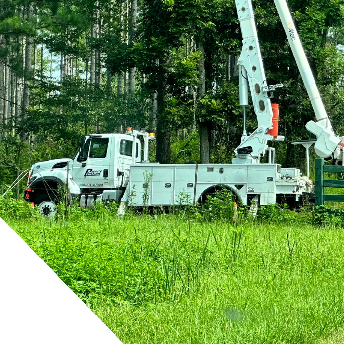 close up of powerline truck