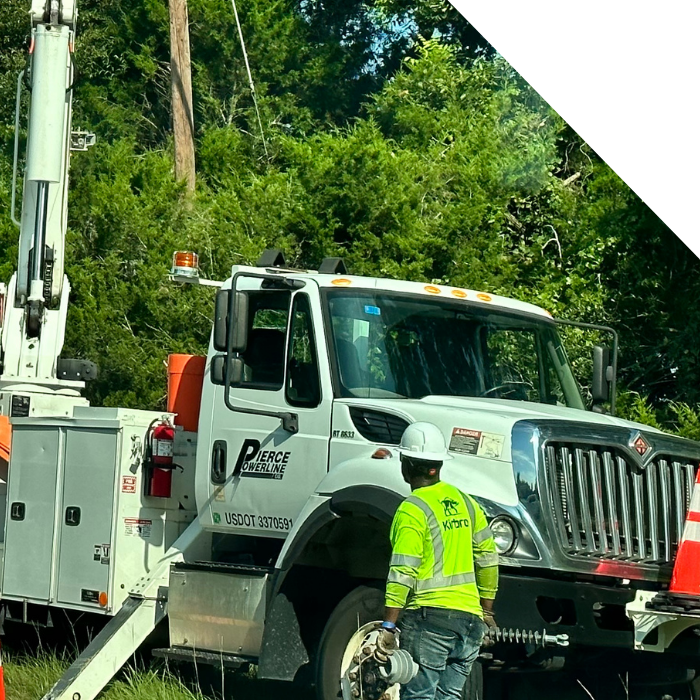 close up of powerline truck