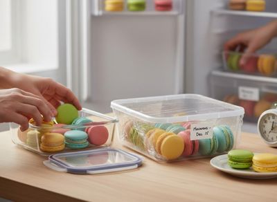 Storing Colorful Macarons in Clear Containers