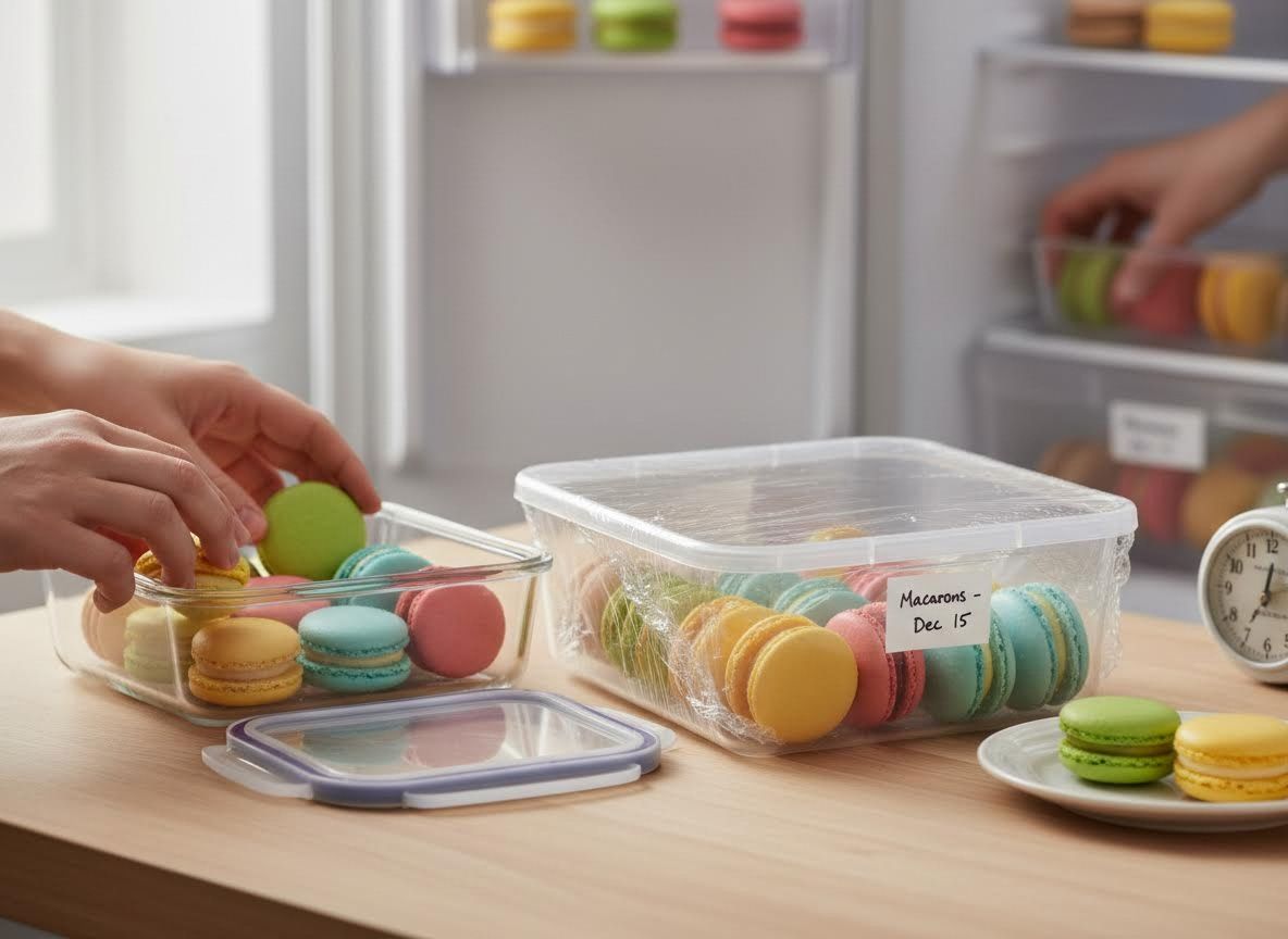 Storing Colorful Macarons in Clear Containers