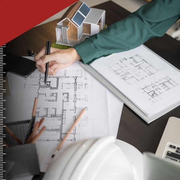 Construction plans and tools.