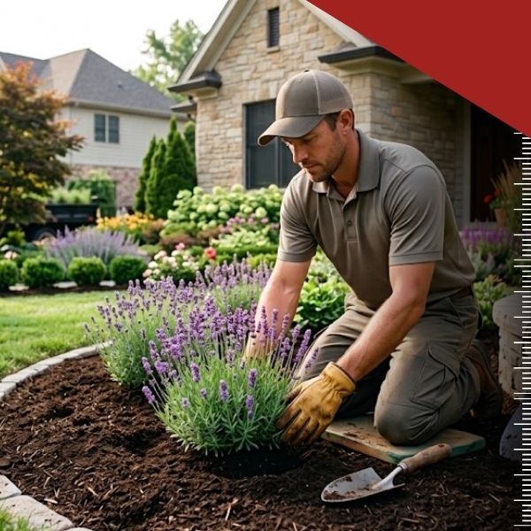 landscaper planting flowers