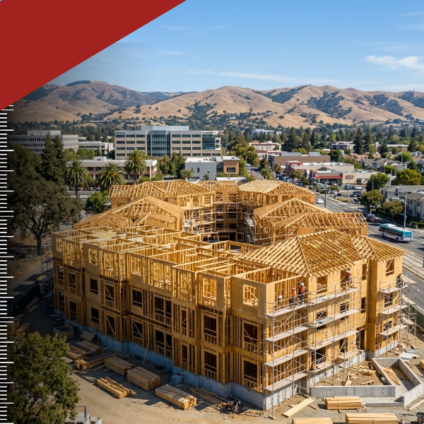 A multi-family residential building being built in San Jose