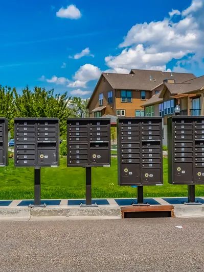 a row of locked mail boxes