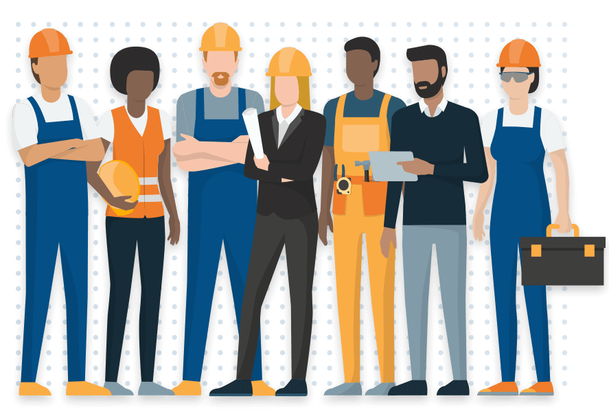 Group of illustrated workers