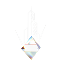 An icon featuring a stylized light prism casting sharp, geometric lines that form the outline of a building or structure.